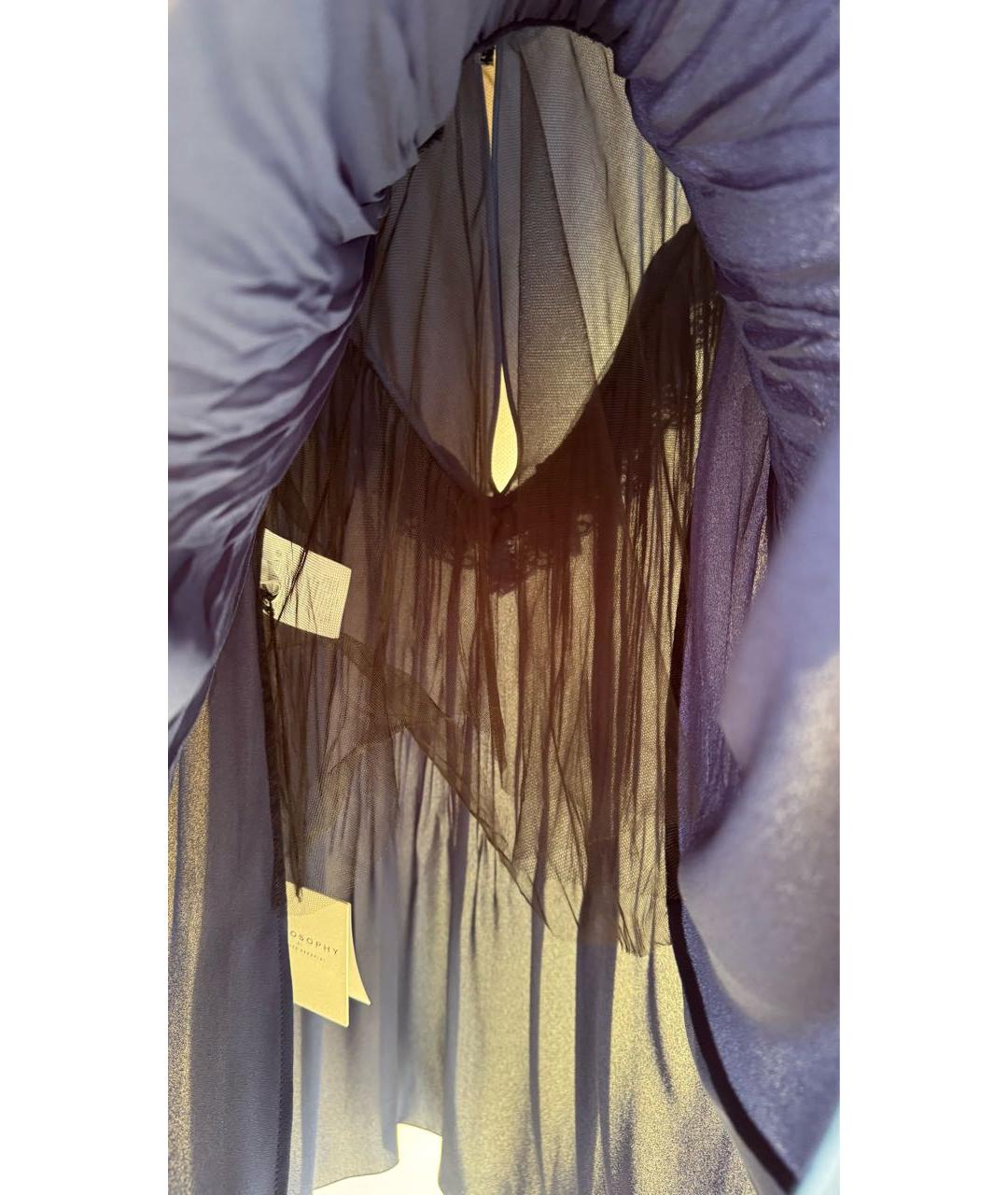 PHILOSOPHY DI LORENZO SERAFINI Синее полиэстеровое вечернее платье, фото 5