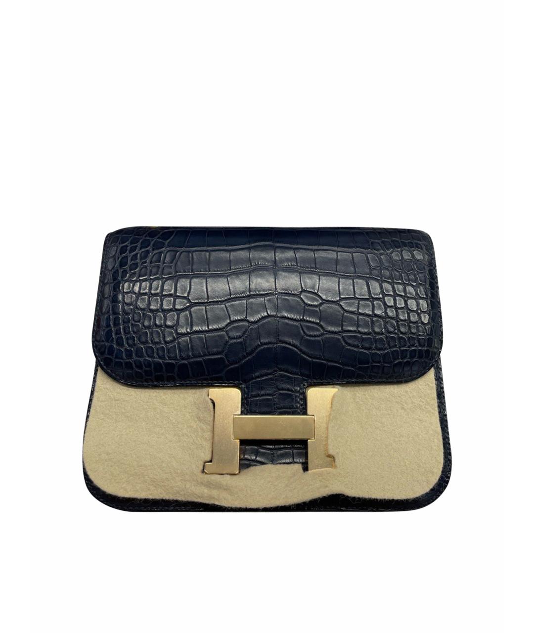 HERMES Темно-синяя кожаная сумка через плечо, фото 1