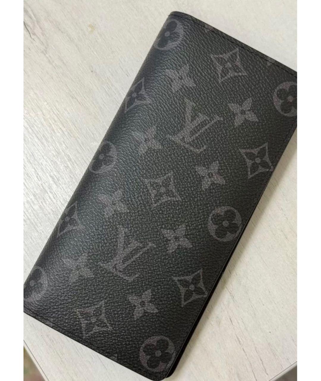 LOUIS VUITTON Черный кожаный кошелек, фото 3