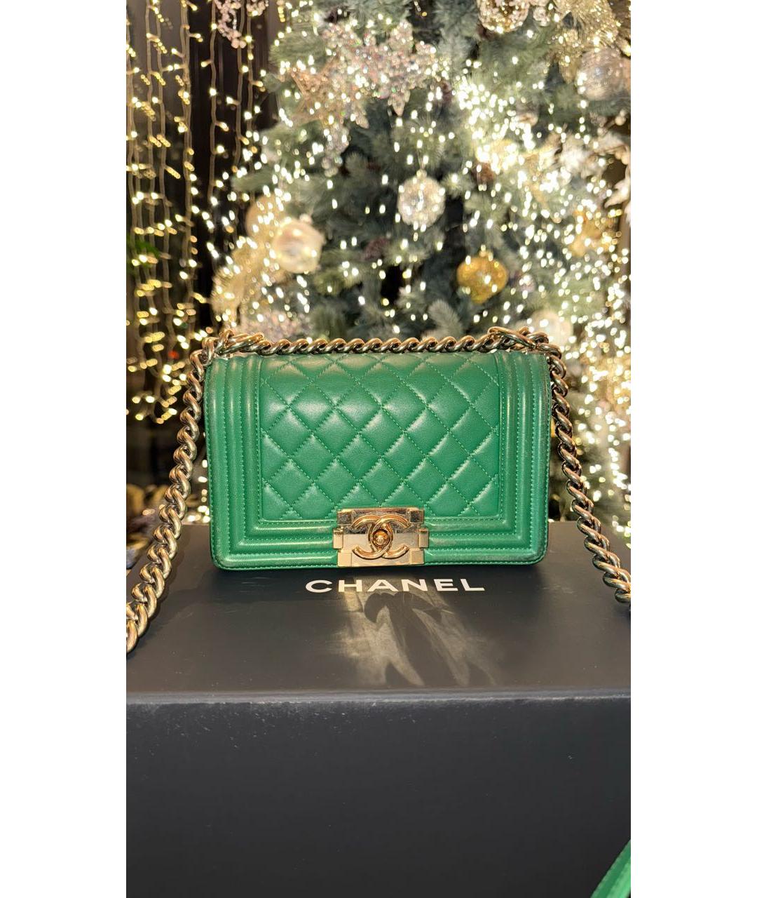 CHANEL Зеленая кожаная сумка через плечо, фото 2