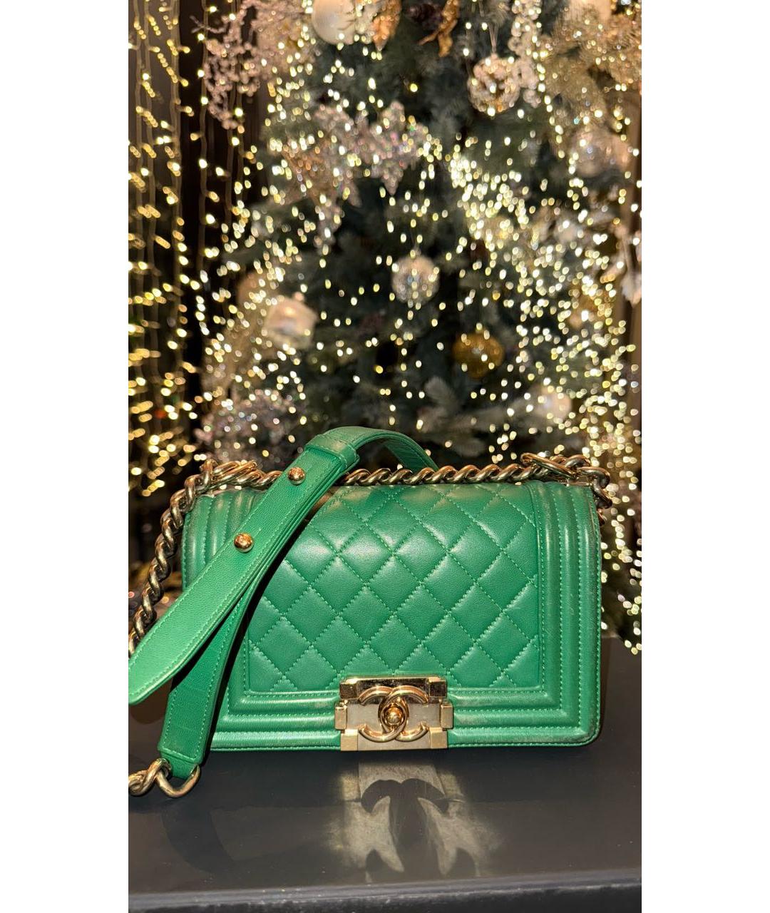 CHANEL Зеленая кожаная сумка через плечо, фото 6