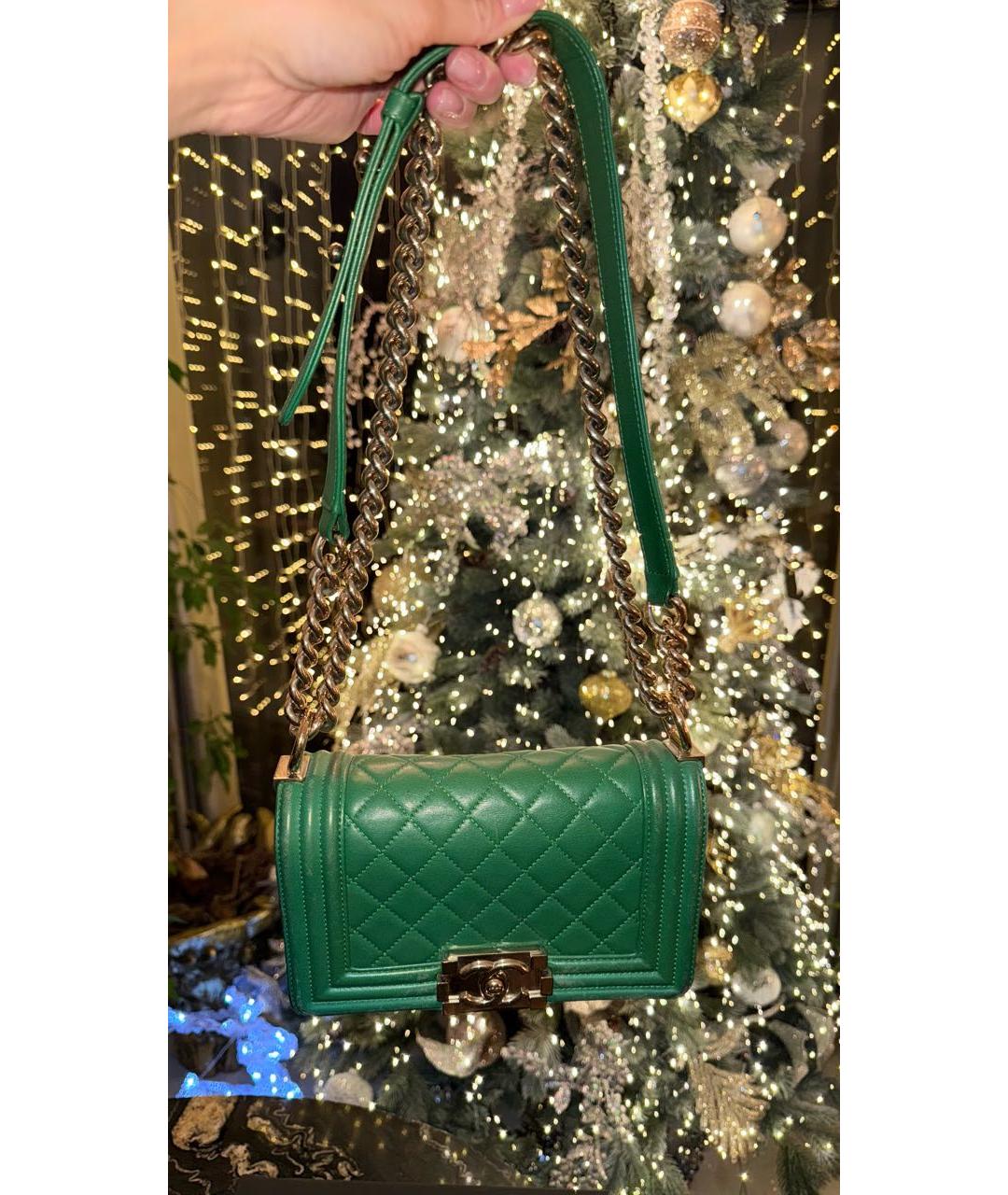 CHANEL Зеленая кожаная сумка через плечо, фото 5