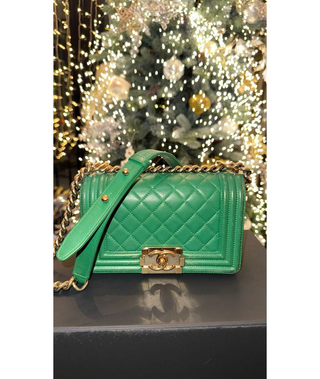 CHANEL Зеленая кожаная сумка через плечо, фото 4