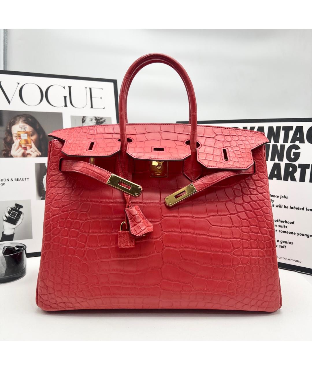HERMES Красная кожаная сумка с короткими ручками, фото 8