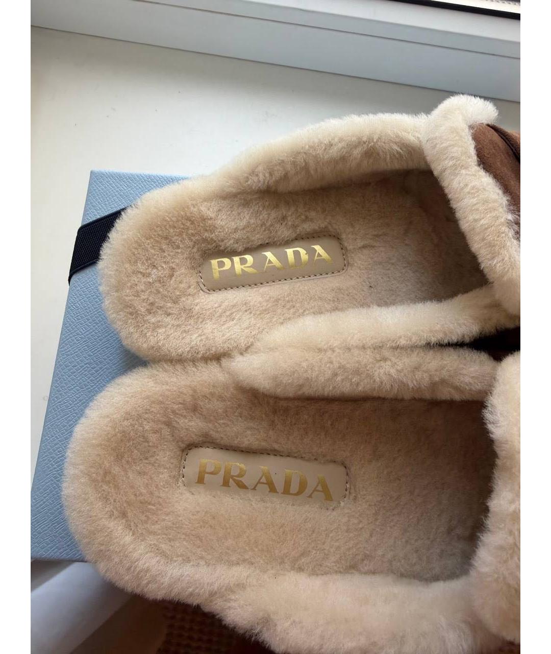 PRADA Коричневые замшевые мюли, фото 5