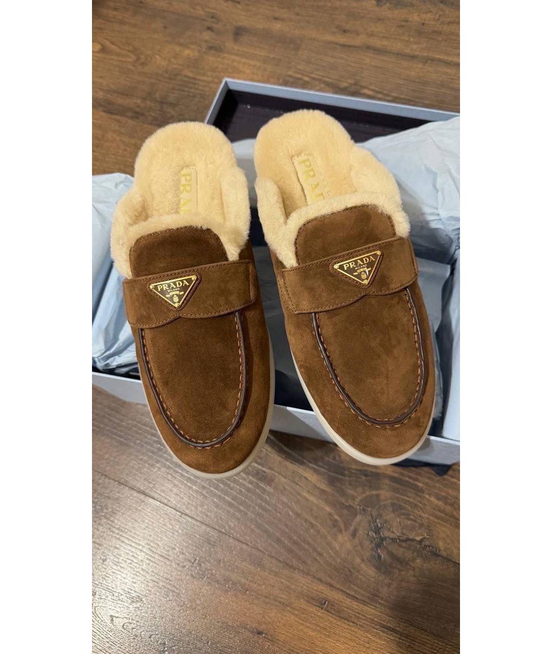 PRADA Коричневые замшевые мюли, фото 2