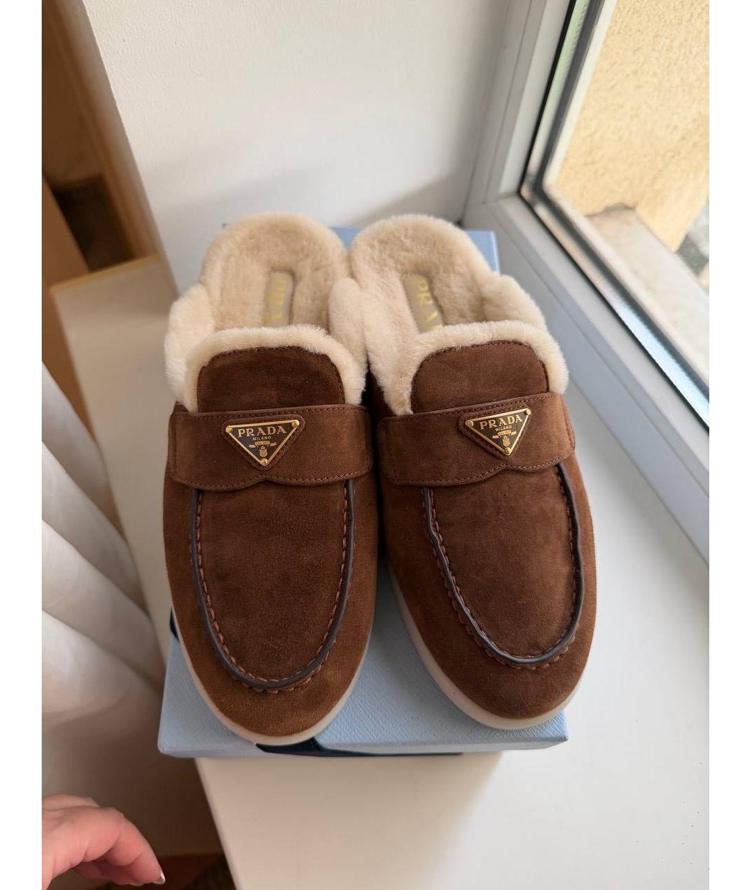 PRADA Коричневые замшевые мюли, фото 4