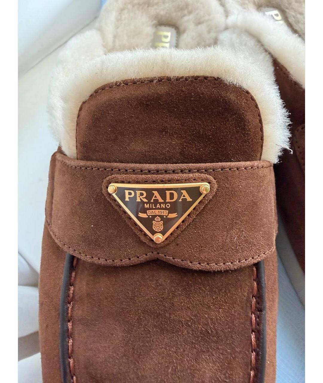 PRADA Коричневые замшевые мюли, фото 7