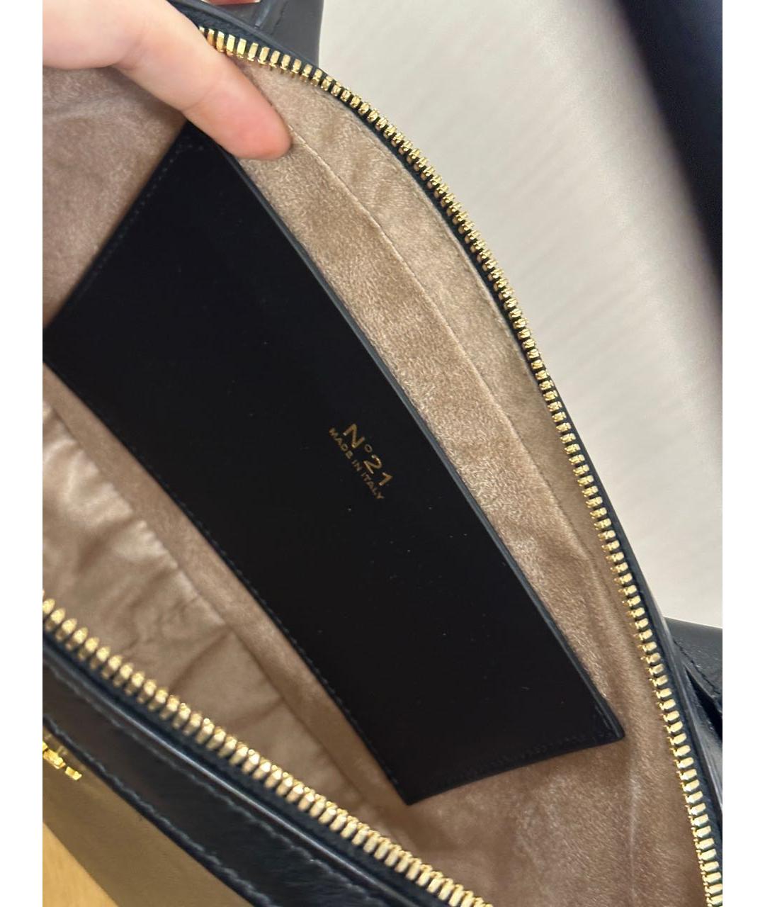 NO. 21 Черная кожаная сумка с короткими ручками, фото 4