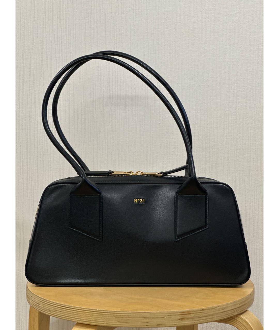 NO. 21 Черная кожаная сумка с короткими ручками, фото 5