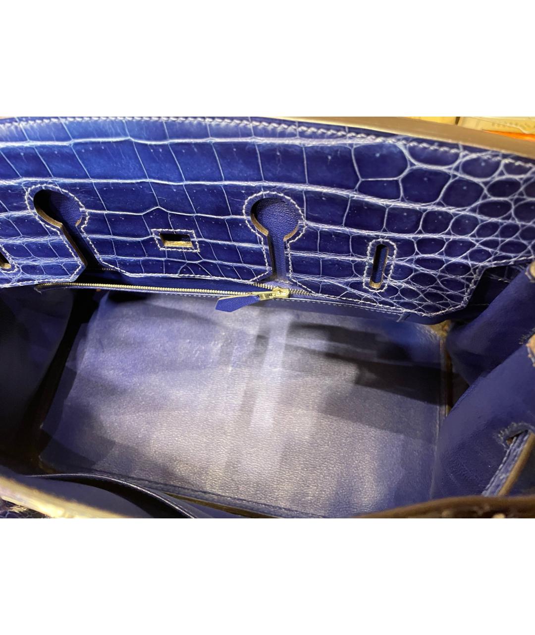 HERMES Темно-синяя сумка с короткими ручками из лакированной кожи, фото 6