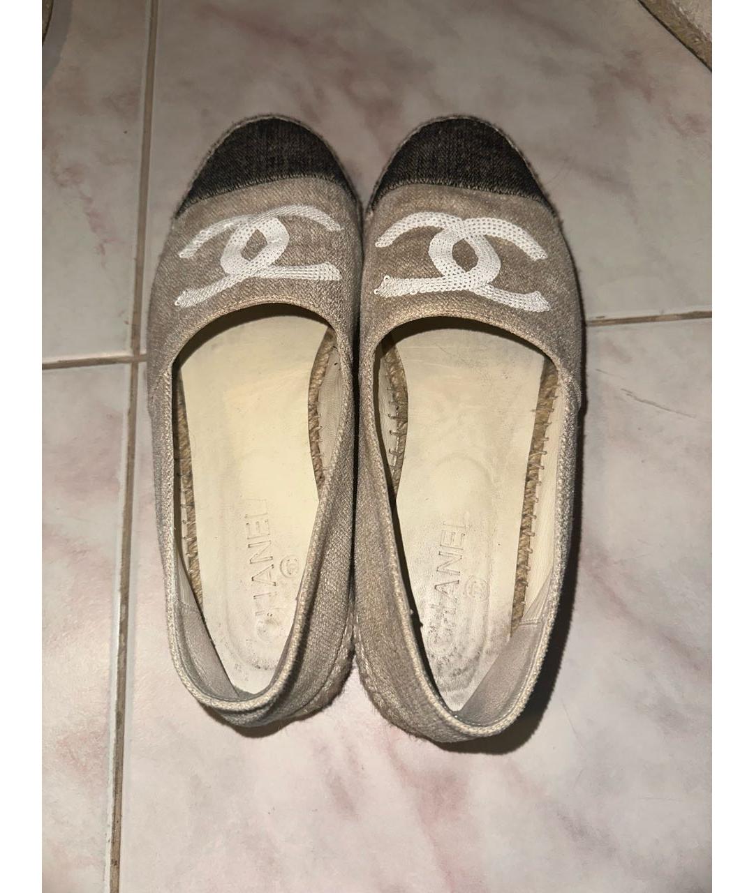 CHANEL Бежевые текстильные эспадрильи, фото 3