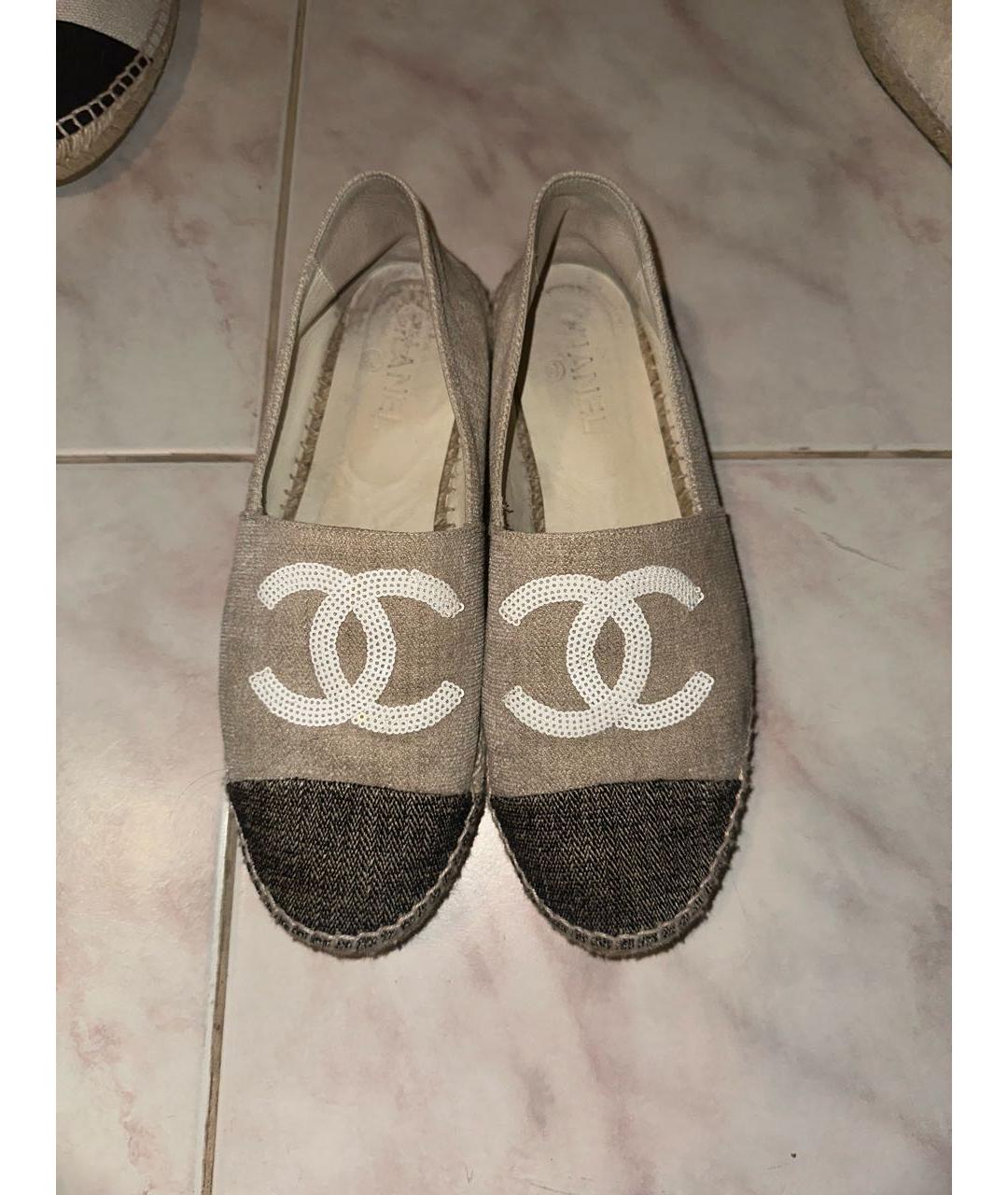CHANEL Бежевые текстильные эспадрильи, фото 2