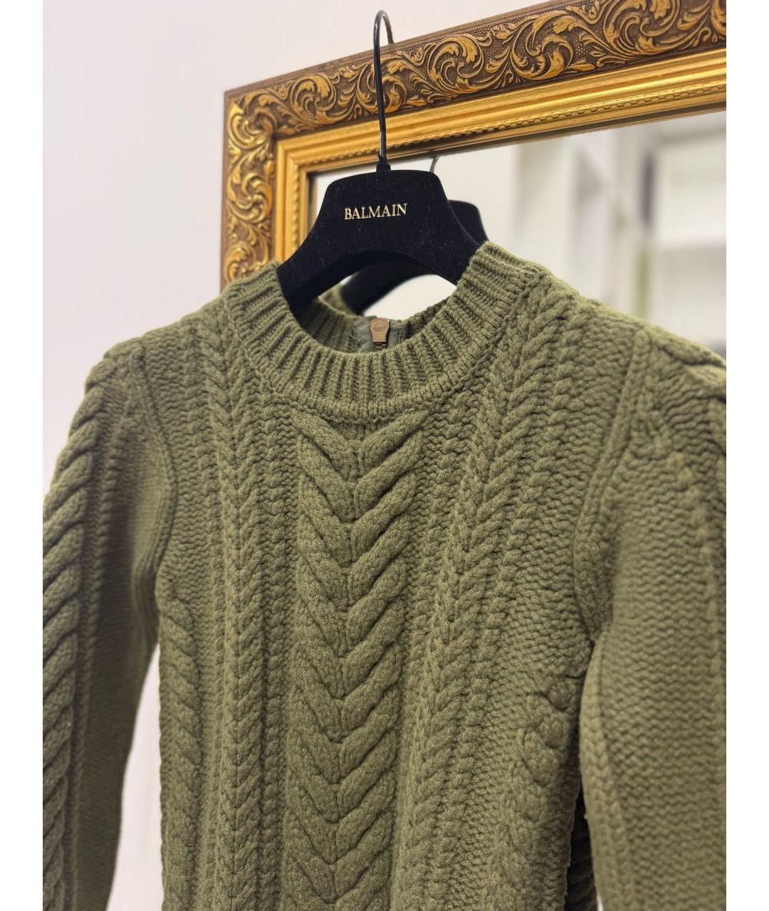 BALMAIN Хаки шерстяное повседневное платье, фото 8