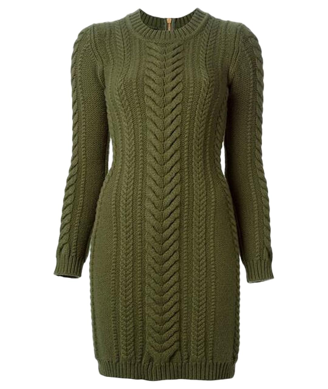 BALMAIN Хаки шерстяное повседневное платье, фото 1