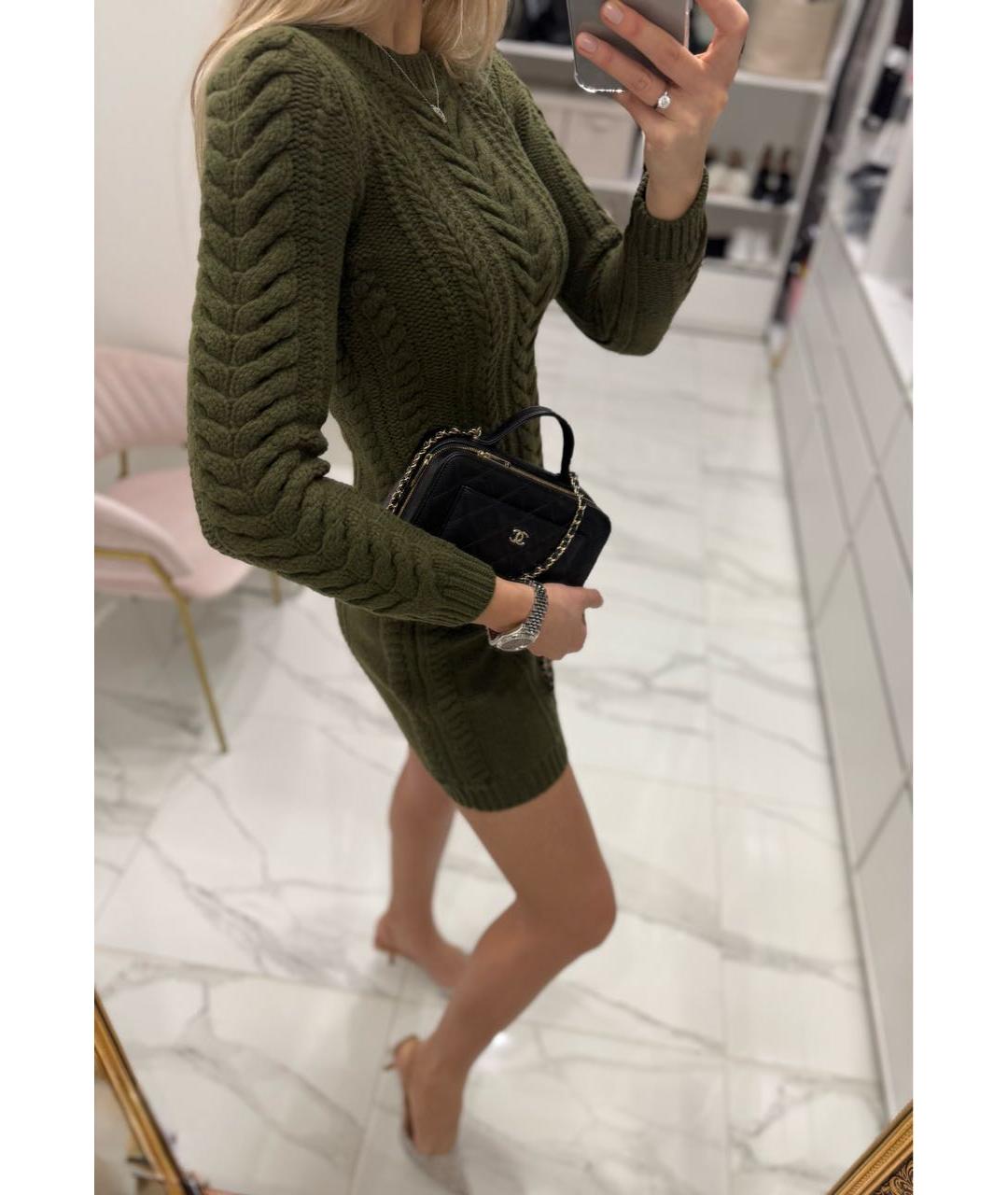 BALMAIN Хаки шерстяное повседневное платье, фото 4