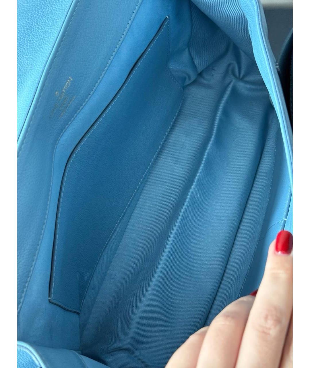 LOUIS VUITTON Голубая кожаная сумка через плечо, фото 4