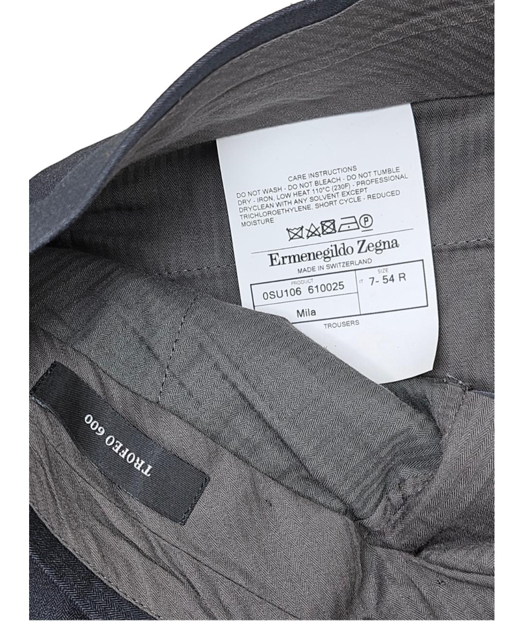 ERMENEGILDO ZEGNA XXX Серые шерстяные классические брюки, фото 6