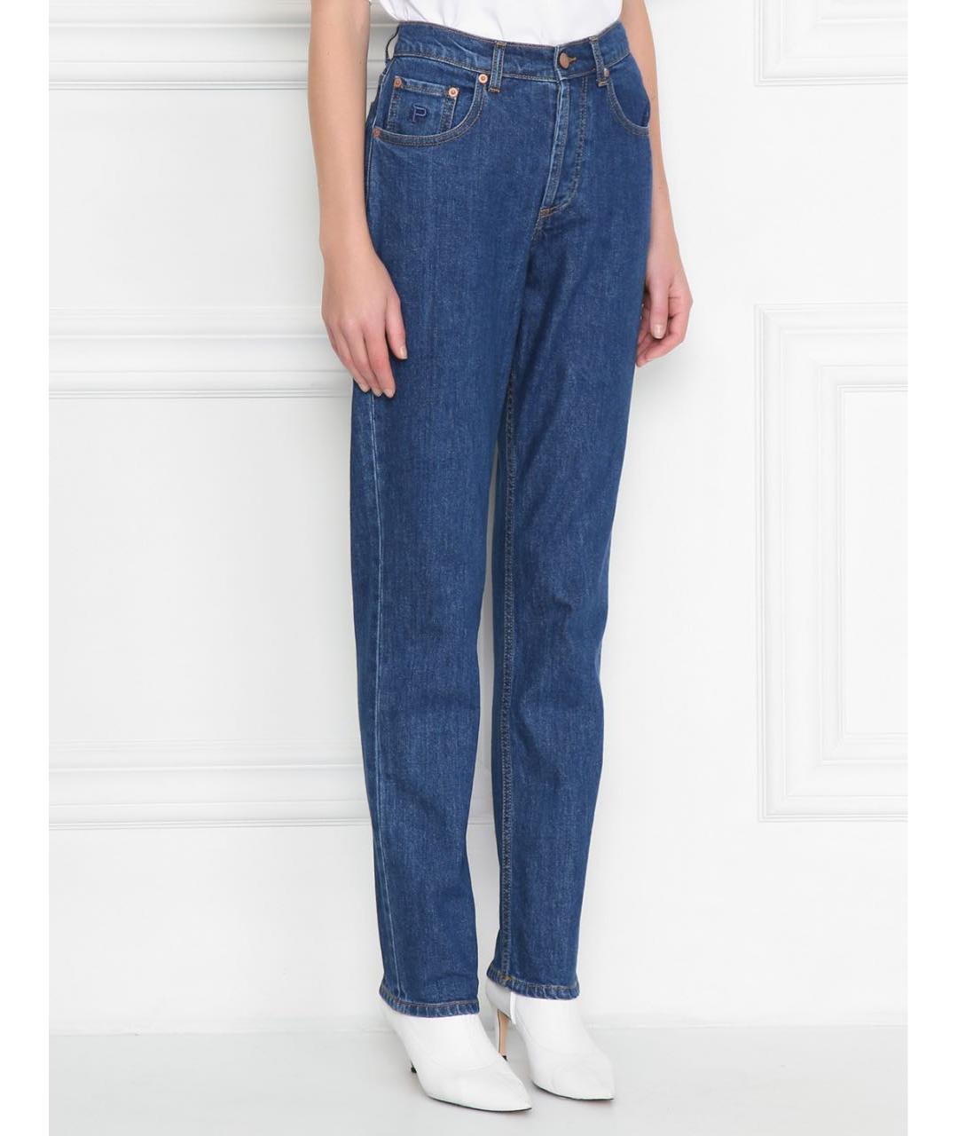 PHILOSOPHY DI LORENZO SERAFINI Синие хлопко-эластановые прямые джинсы, фото 3