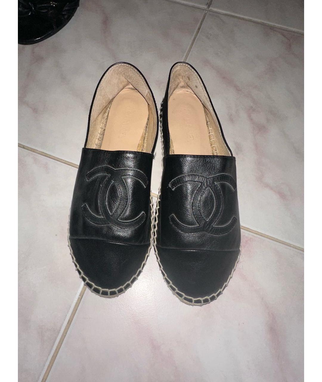 CHANEL Черные кожаные эспадрильи, фото 3