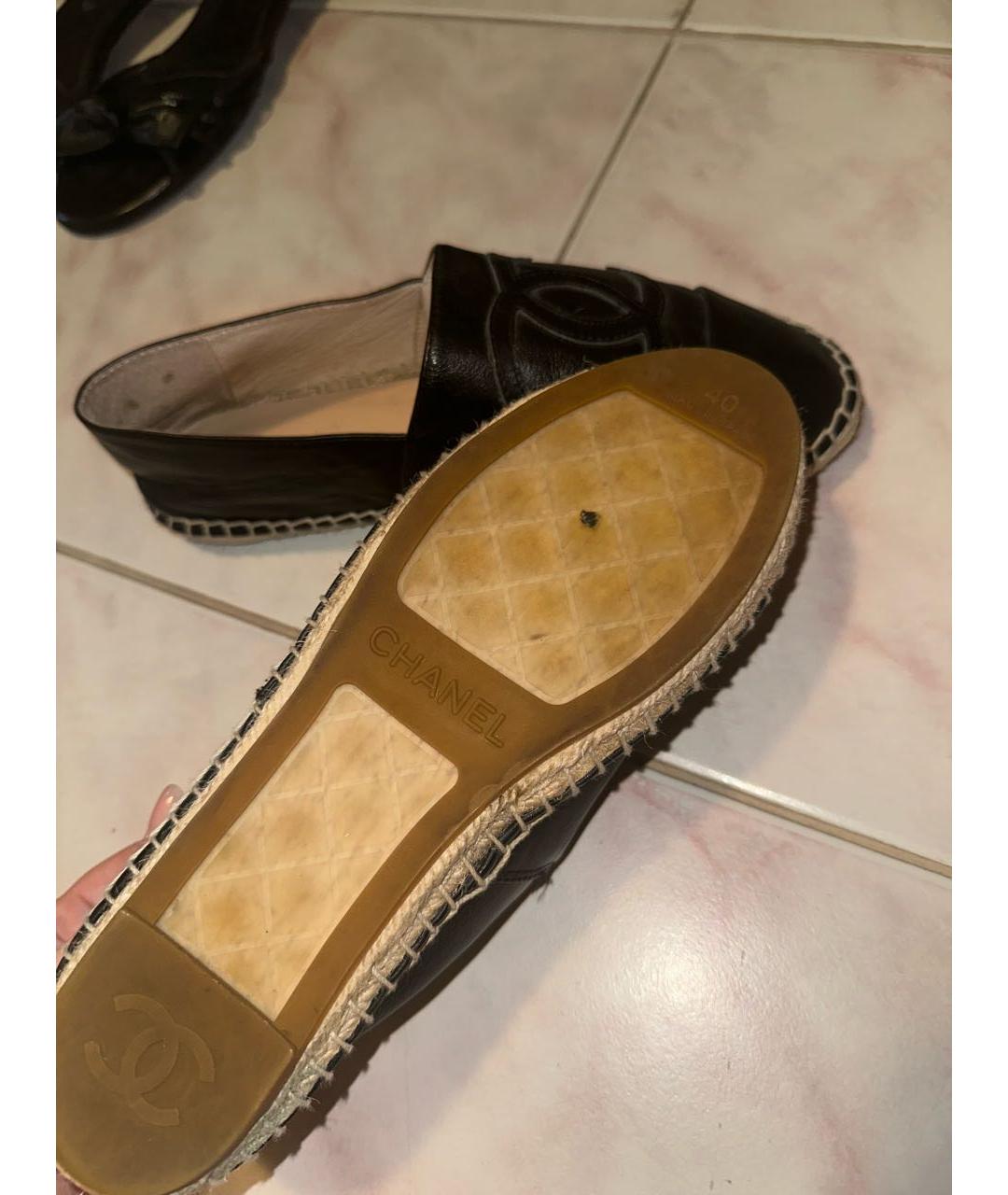 CHANEL Черные кожаные эспадрильи, фото 5