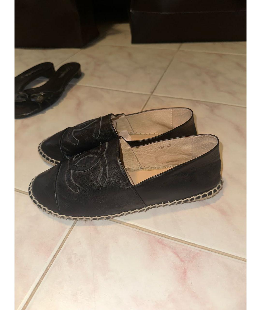 CHANEL Черные кожаные эспадрильи, фото 6