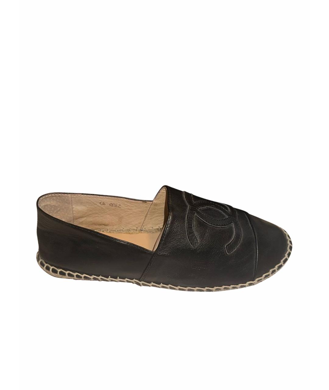 CHANEL Черные кожаные эспадрильи, фото 1