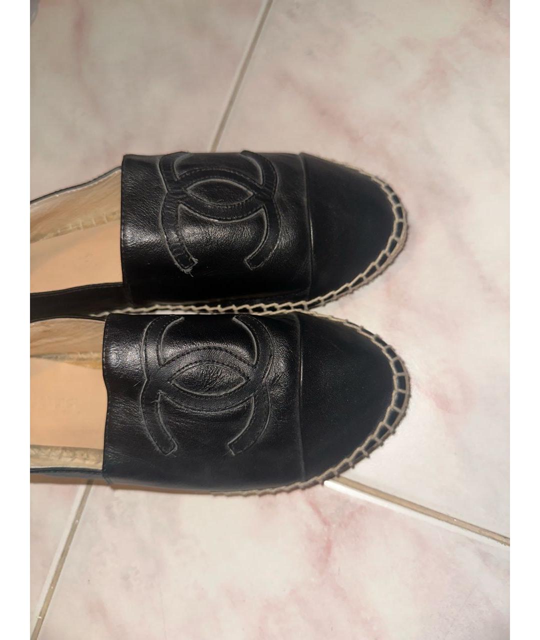 CHANEL Черные кожаные эспадрильи, фото 2