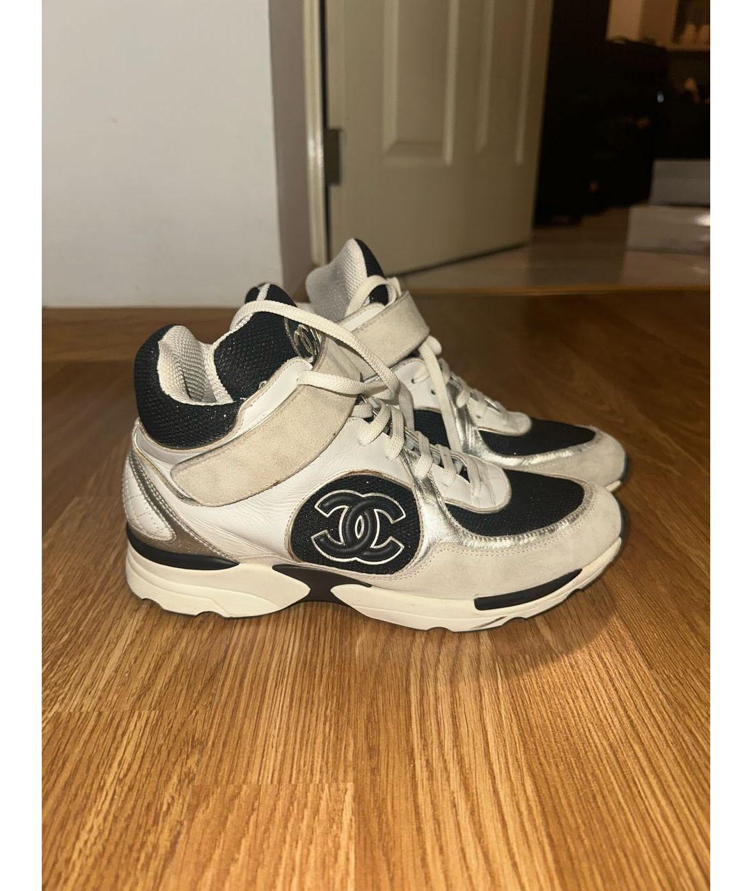 CHANEL Бежевые кожаные кроссовки, фото 7