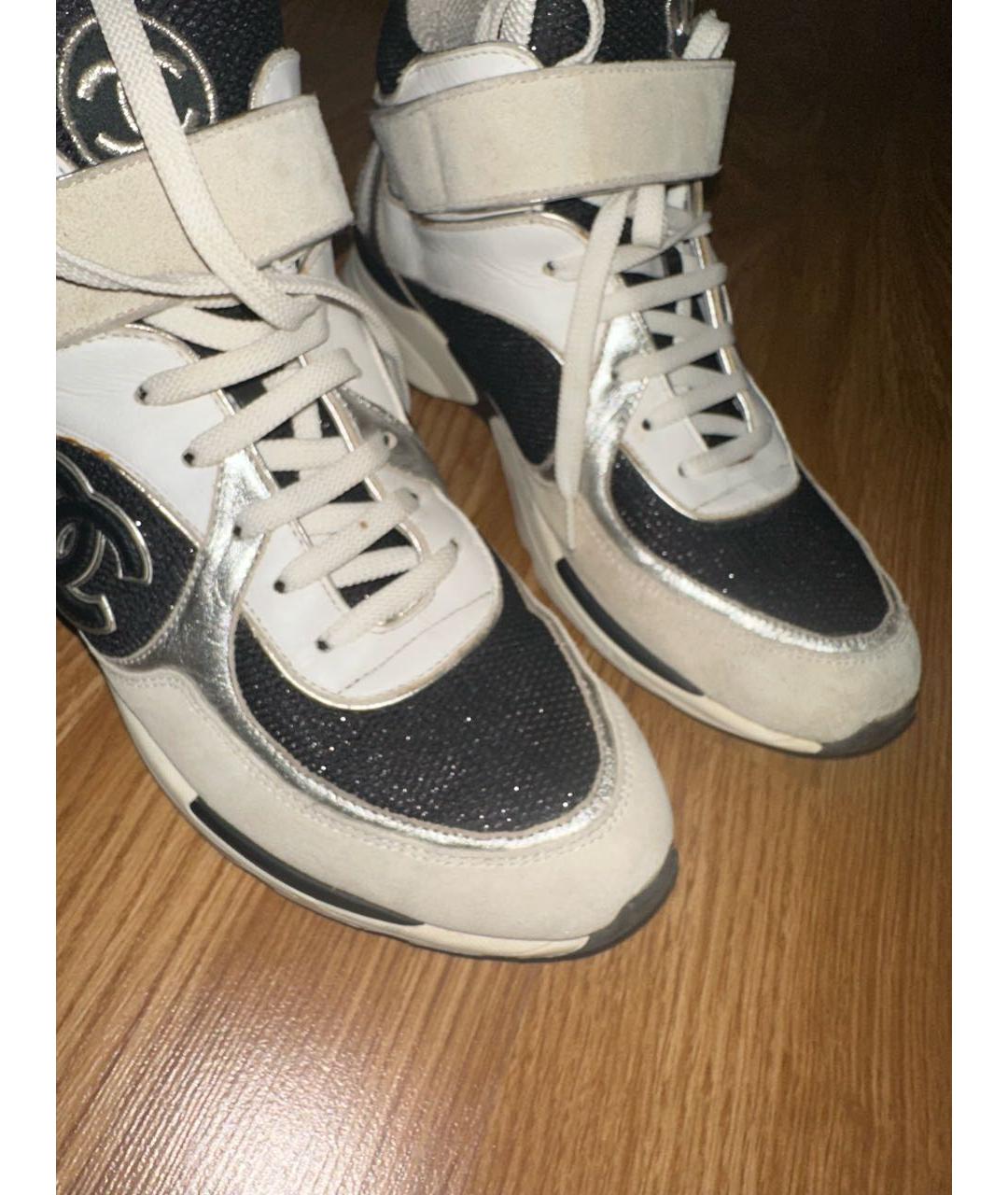 CHANEL Бежевые кожаные кроссовки, фото 6