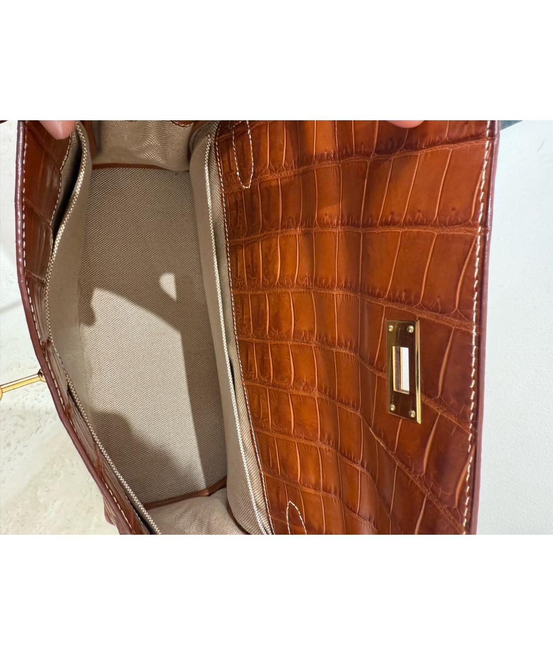 HERMES Коричневая кожаная сумка с короткими ручками, фото 9