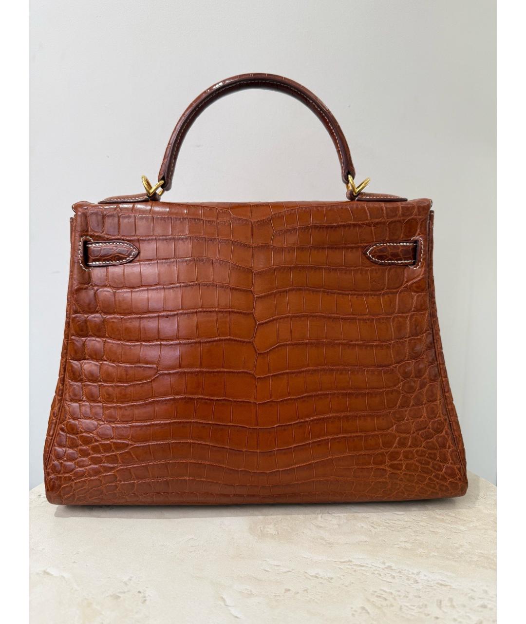 HERMES Коричневая кожаная сумка с короткими ручками, фото 4