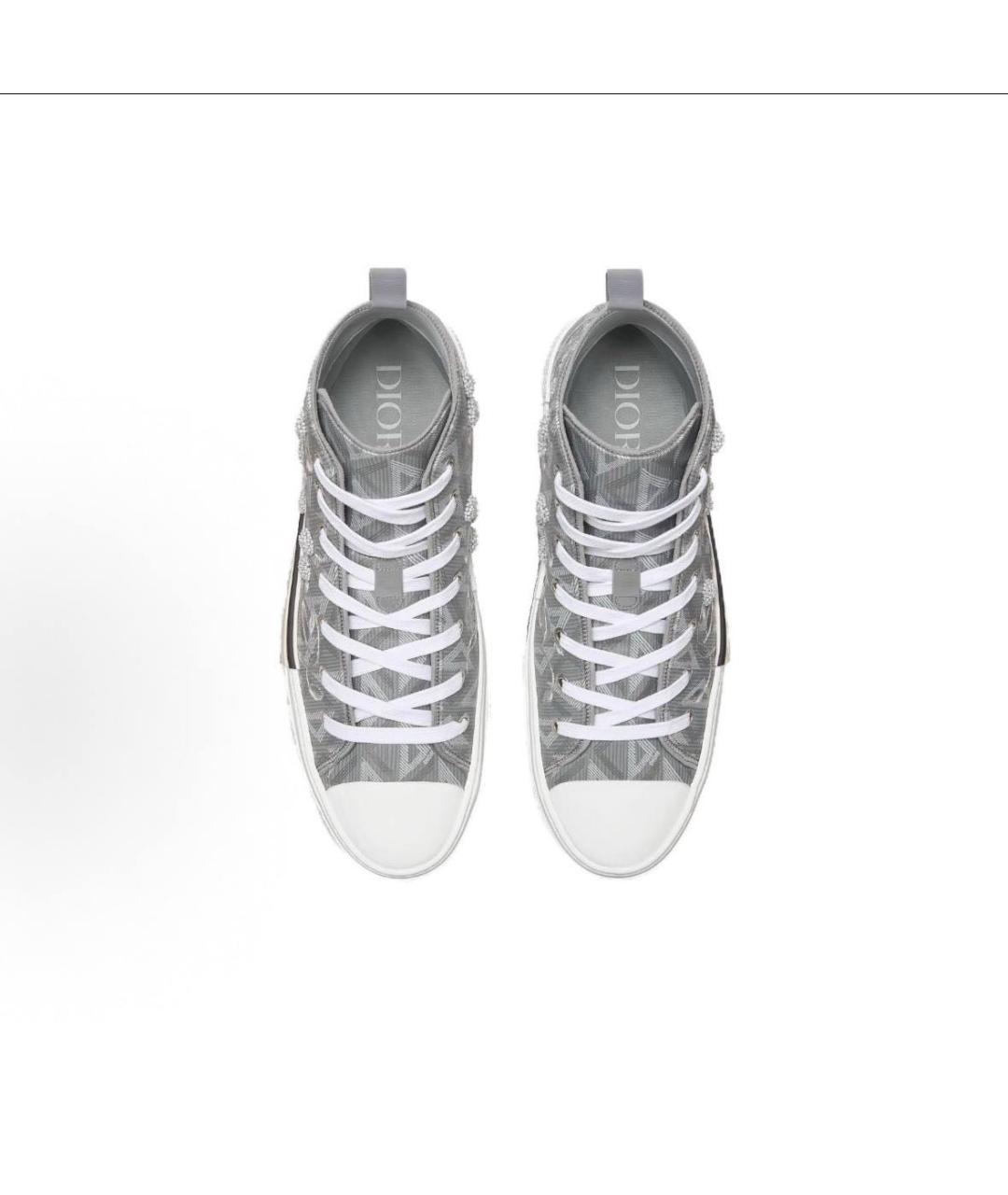 CHRISTIAN DIOR Серые текстильные высокие кроссовки / кеды, фото 3