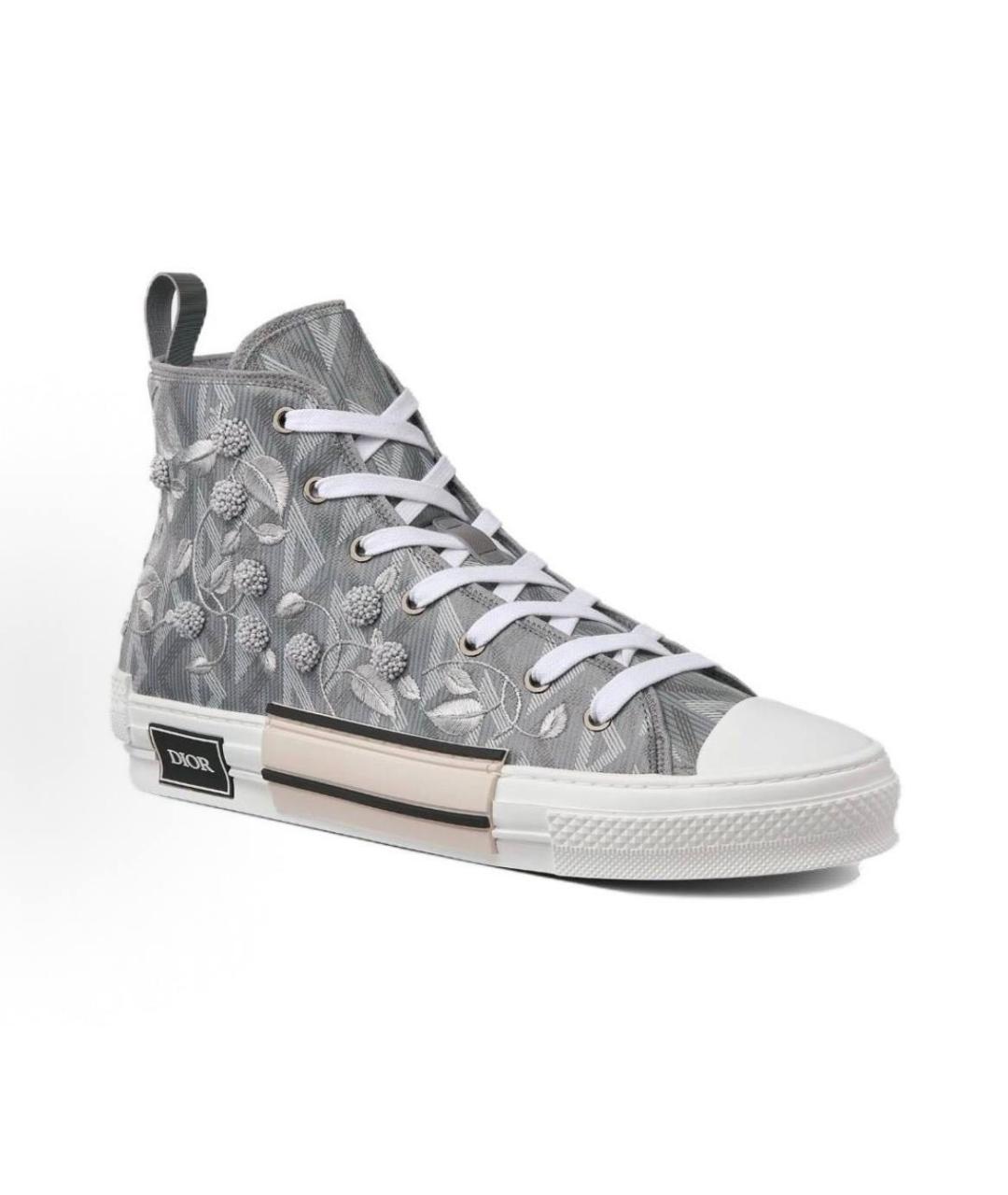 CHRISTIAN DIOR Серые текстильные высокие кроссовки / кеды, фото 4