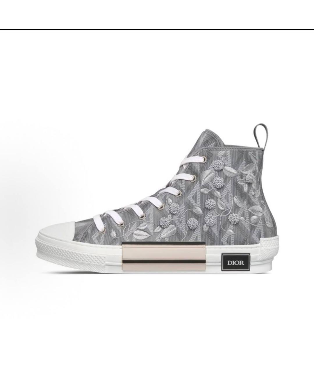 CHRISTIAN DIOR Серые текстильные высокие кроссовки / кеды, фото 6