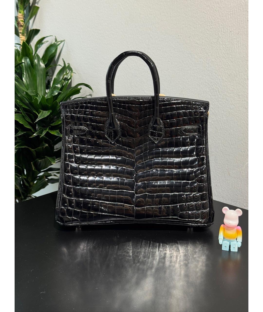 HERMES Черная сумка с короткими ручками из лакированной кожи, фото 2