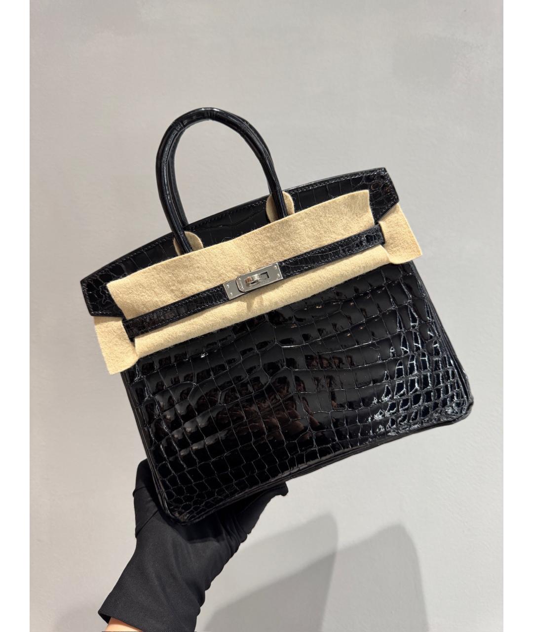 HERMES Черная сумка с короткими ручками из лакированной кожи, фото 3