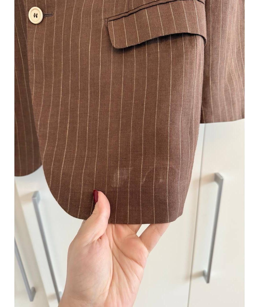 BRUNELLO CUCINELLI Коричневый льняной пиджак, фото 6