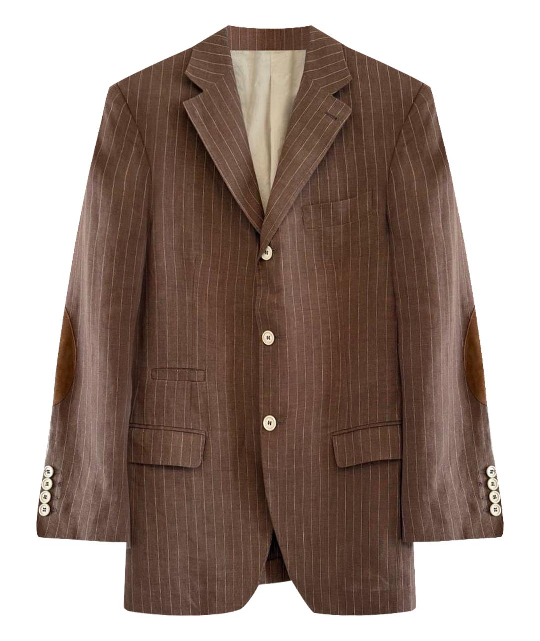 BRUNELLO CUCINELLI Коричневый льняной пиджак, фото 1