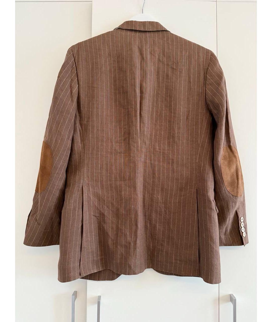 BRUNELLO CUCINELLI Коричневый льняной пиджак, фото 2