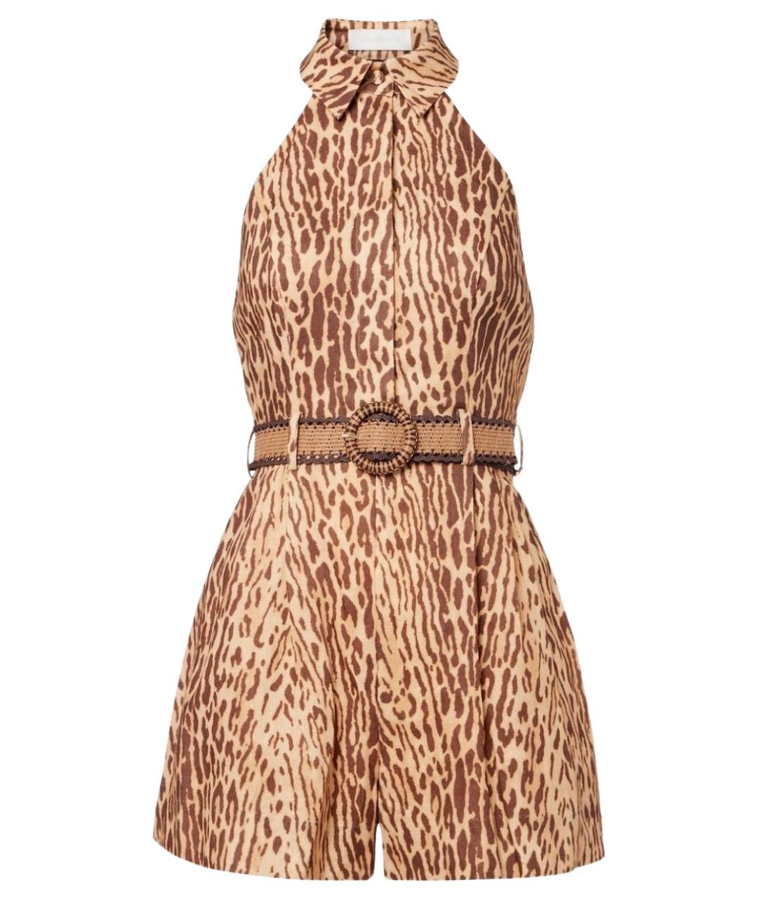 ZIMMERMANN Бежевый льняной комбинезон, фото 1