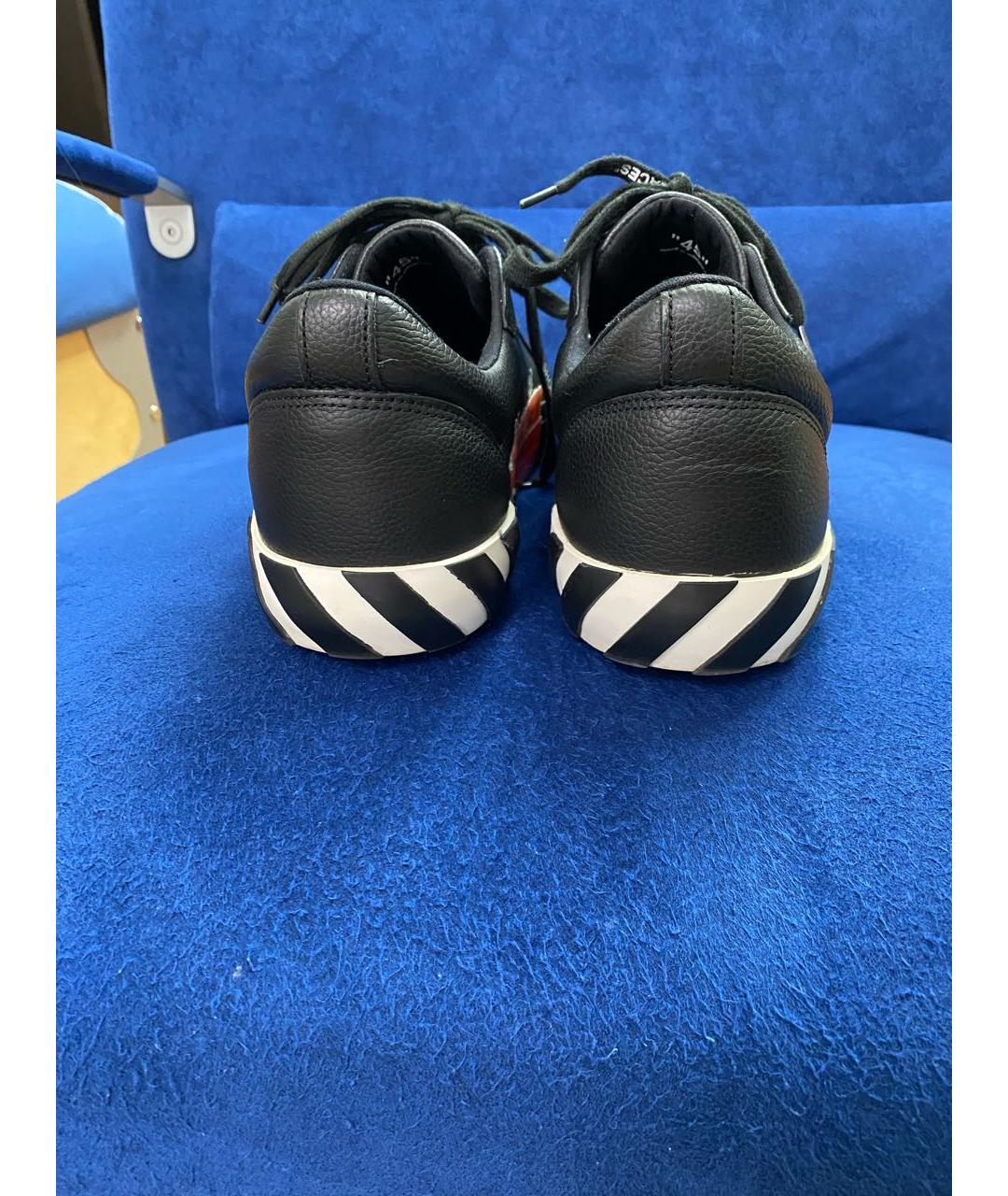 OFF-WHITE Черные кожаные низкие кроссовки / кеды, фото 4