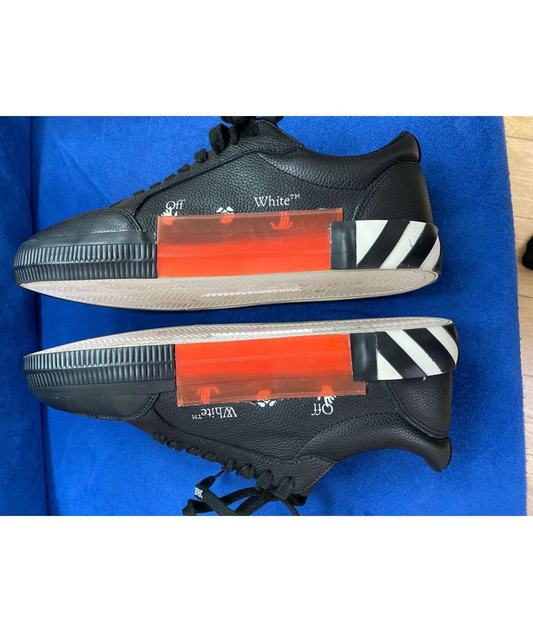 OFF-WHITE Черные кожаные низкие кроссовки / кеды, фото 5