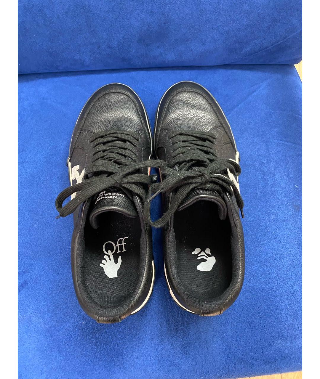 OFF-WHITE Черные кожаные низкие кроссовки / кеды, фото 3