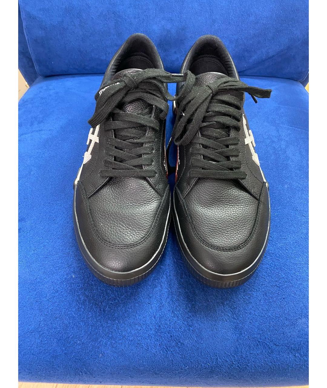 OFF-WHITE Черные кожаные низкие кроссовки / кеды, фото 2