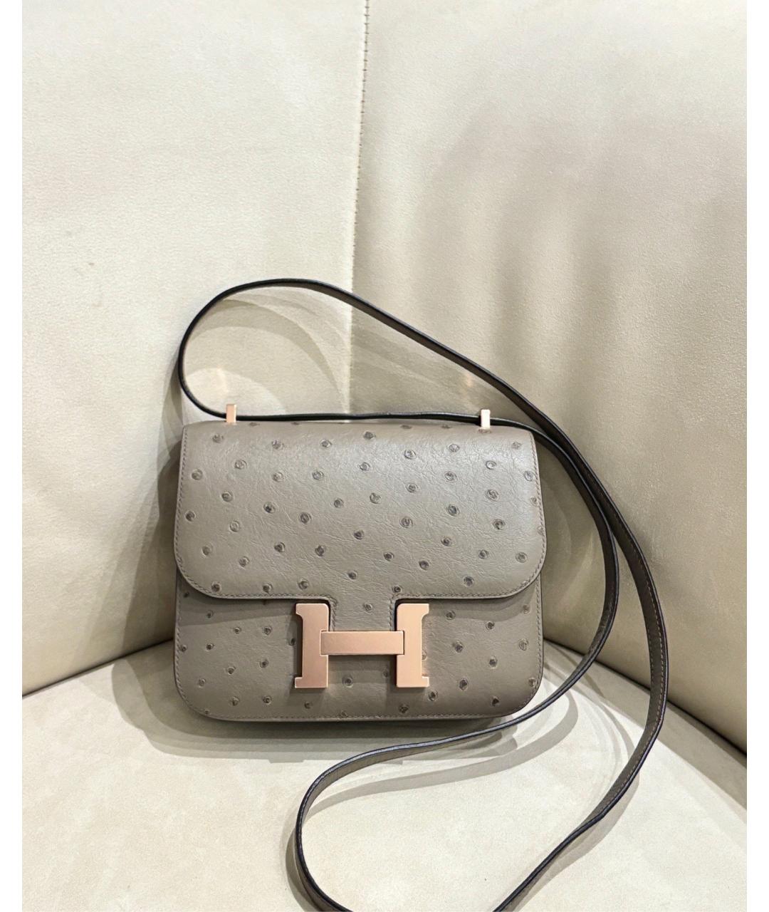 HERMES Серая кожаная сумка через плечо, фото 2
