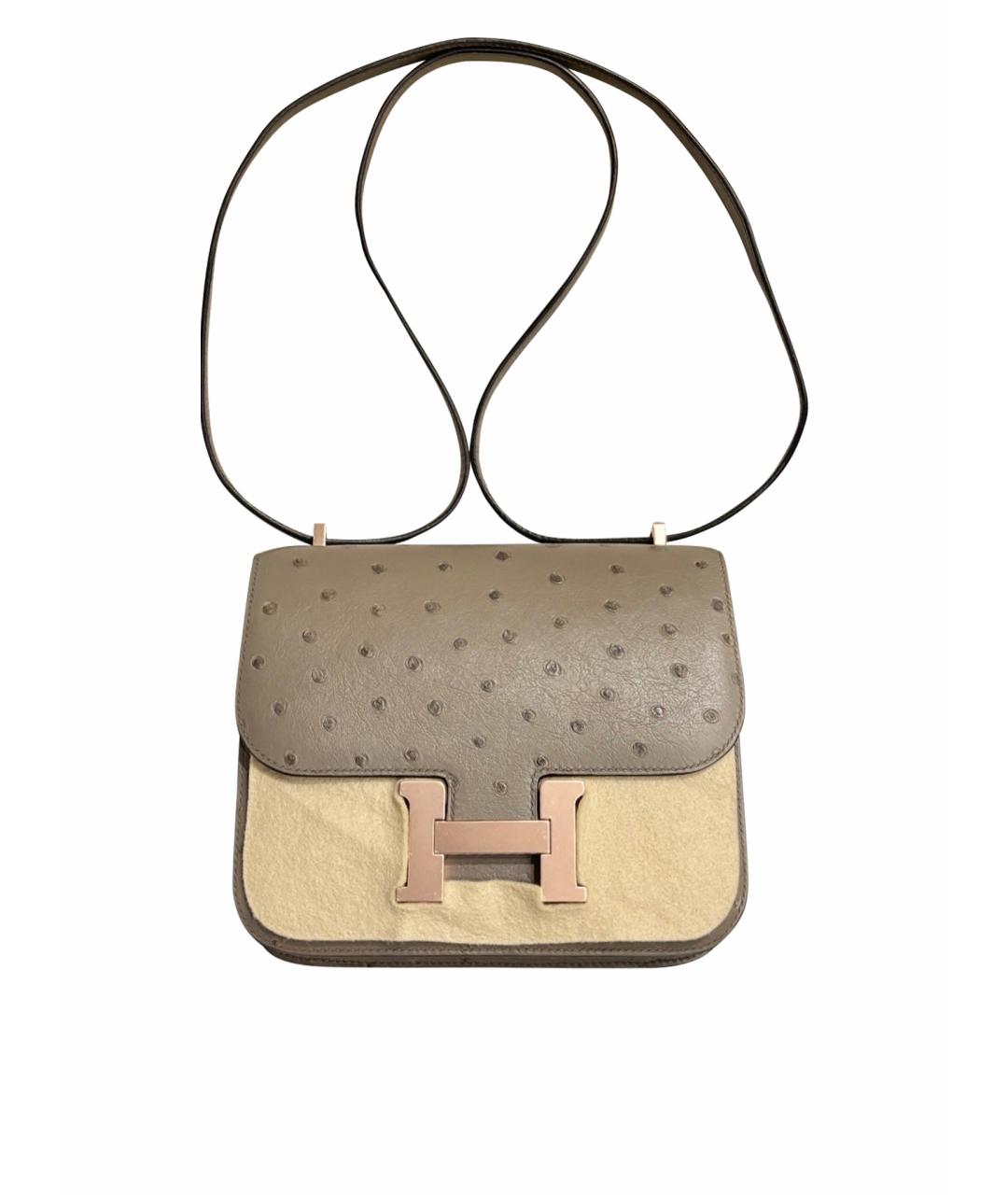 HERMES Серая кожаная сумка через плечо, фото 1