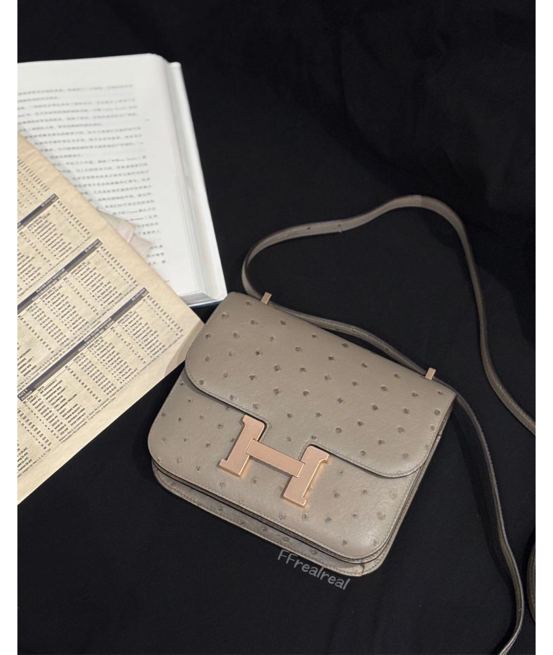 HERMES Серая кожаная сумка через плечо, фото 4