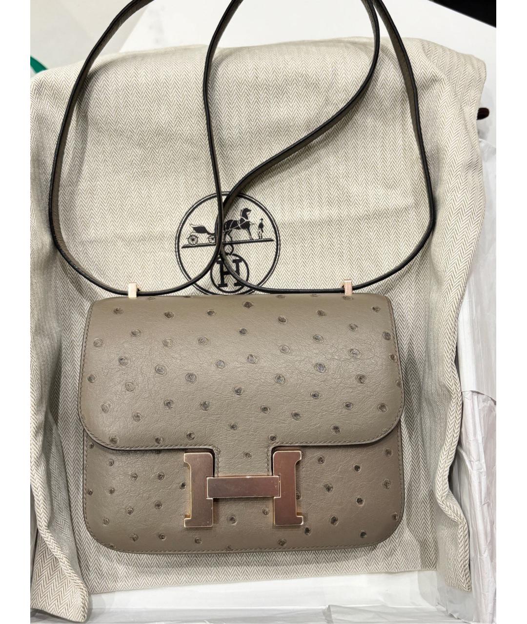 HERMES Серая кожаная сумка через плечо, фото 3