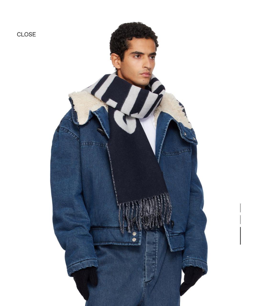 JACQUEMUS Темно-синий шерстяной шарф, фото 4